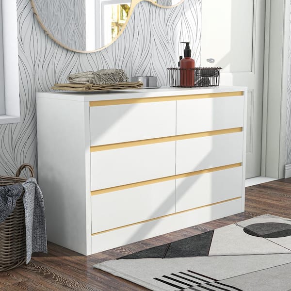 Furniture of America Bolin White 6 Drawer 47.25 in. Wide Dresser