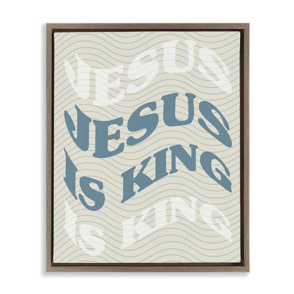 Wavy Jesus Is King by Daphne Polselli Brown Floater Frame Religious Graphic Art Print 21 in. x 17 in. price history on PriceWatchPro