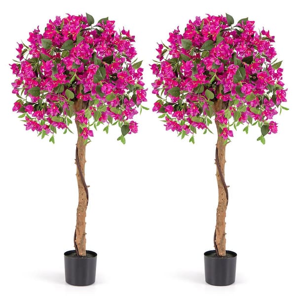 53'' Artificial Azalea Tree Floral Plant w/ Red Azalea Flowers Nursery Pot 2-Pack