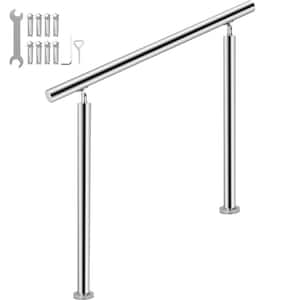 Stainless Steel Handrail 220 lbs. Load Handrail for Outdoor Steps Fits 2 to 3 Steps with Screw Kit