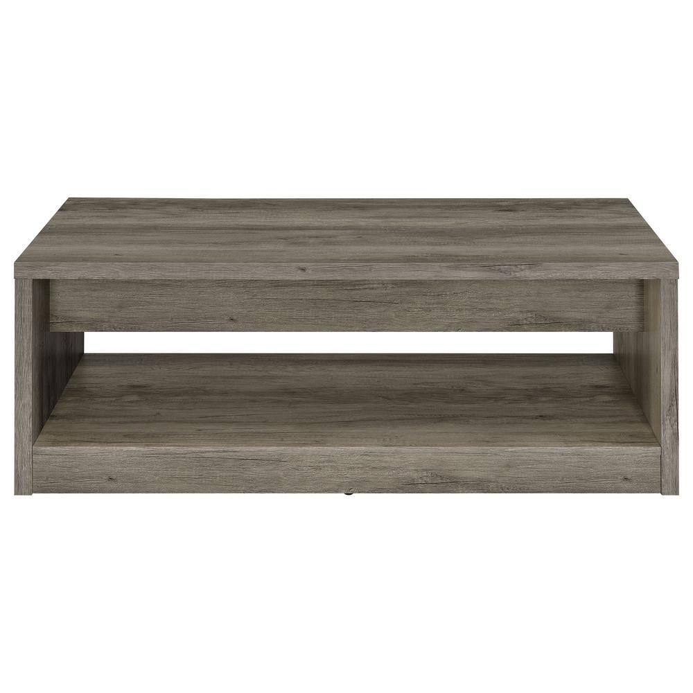 Rustic Gray Driftwood Rectangular Coffee Table with Storage