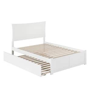 Metro White Full Platform Bed with Flat Panel Foot Board and Full Urban Trundle Bed