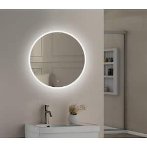 24 in. W x 24 in. H Round Frameless Anti-Fog Wall Mount Bathroom Vanity Mirror in Silver with Dimmable LED Light