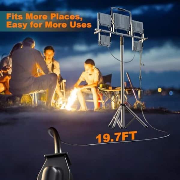 260-Watt 120-Volt 31000 Lumen LED Tripod Work Light with Adjustable 5-Head Stand, Outdoor Job Site Lighting