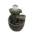 8.5 in. 3-Tier Indoor Cascading Waterfall Tabletop Water Fountain with LED Lights