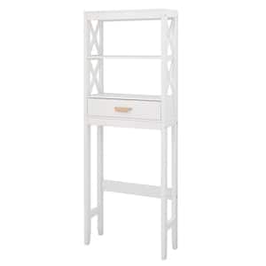 Ami 24 in. W x 65 in. H x 8 in. D White Over The Toilet Storage with shelves With Drawers
