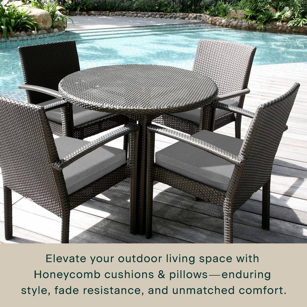Striped Beige and Gray Outdoor Dining Seat Cushions (2-Pack)