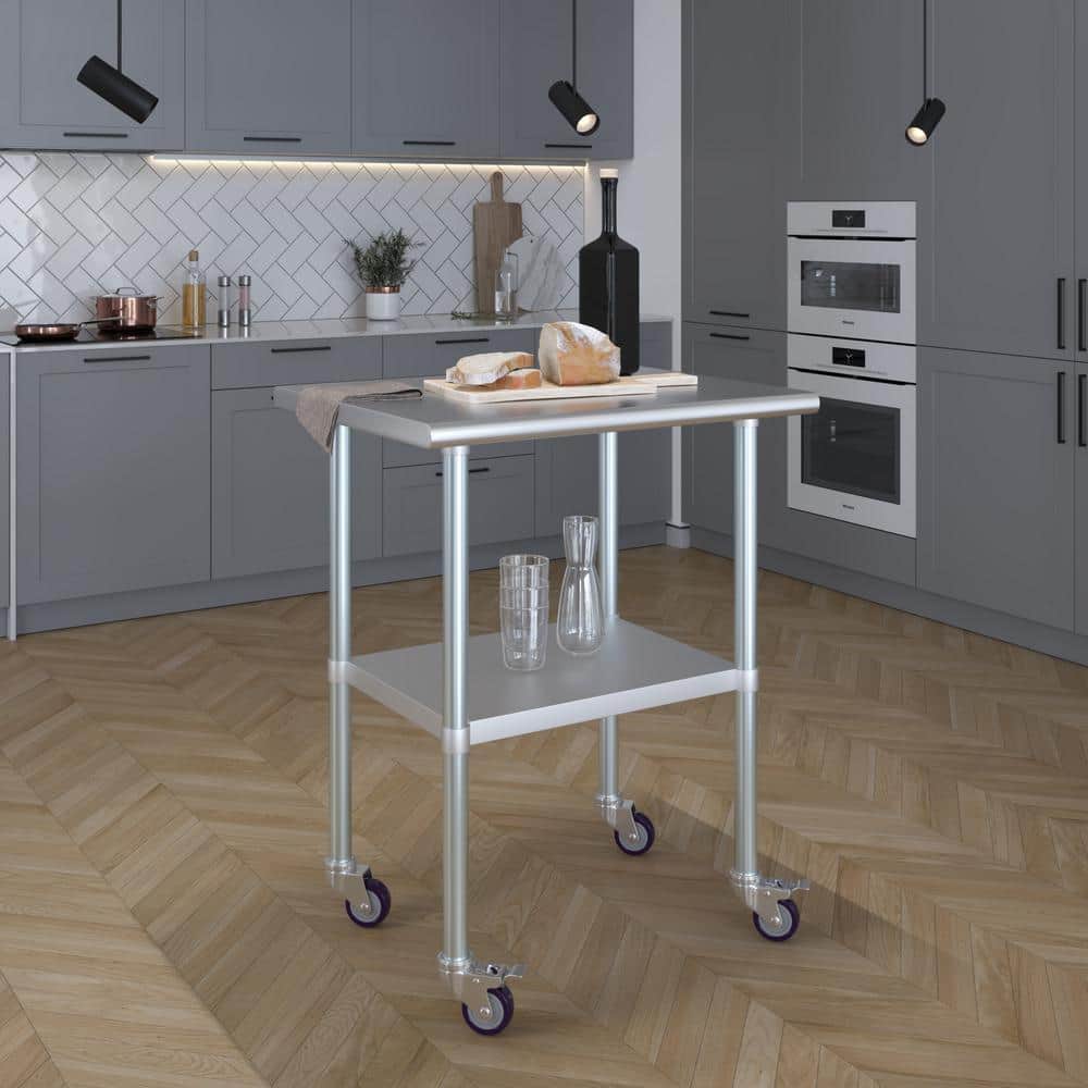 30" Stainless Steel Work Table with Undershelf and Casters