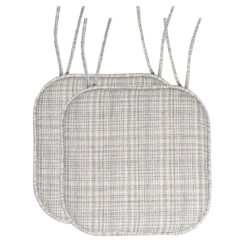 Aria Memory Foam Square Non-Slip Indoor/Outdoor Chair Seat Cushion with Ties, Silver/Cream (2-Pack) price history on PriceWatchPro