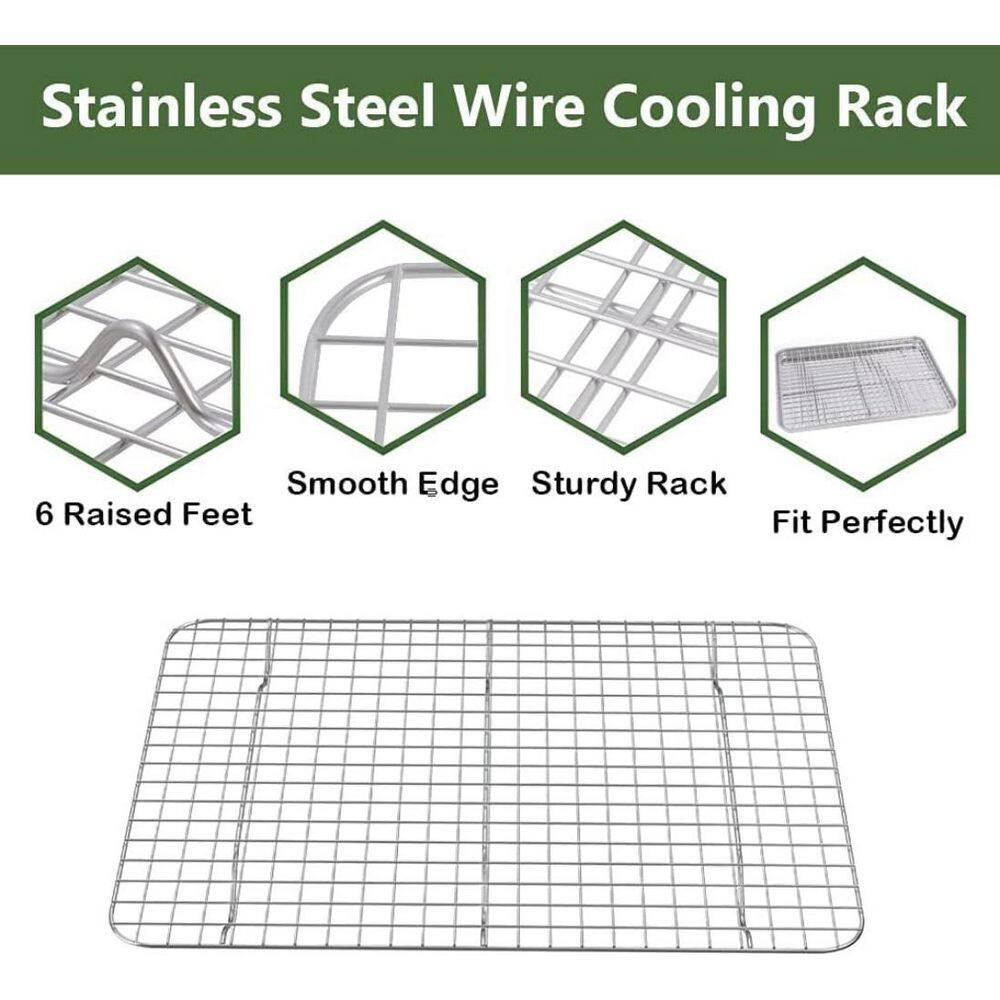 16 in. x 12 in. x 1 in. Stainless Steel Cooling Rack Sets with Cookie Sheet, Nonstick Baking Pan, Warp Resistant - Thumbnail 4