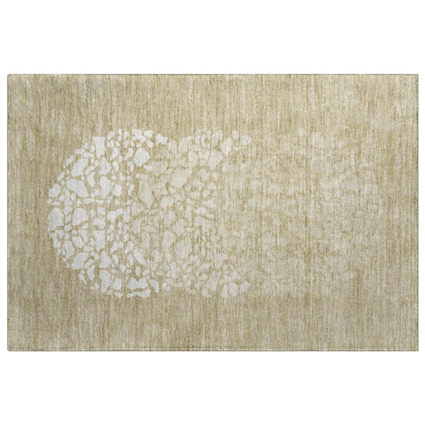 Dream Shag Premium Machine Washable Abstract ADS643 Beige 2 ft. x 3 ft. Accent Rug