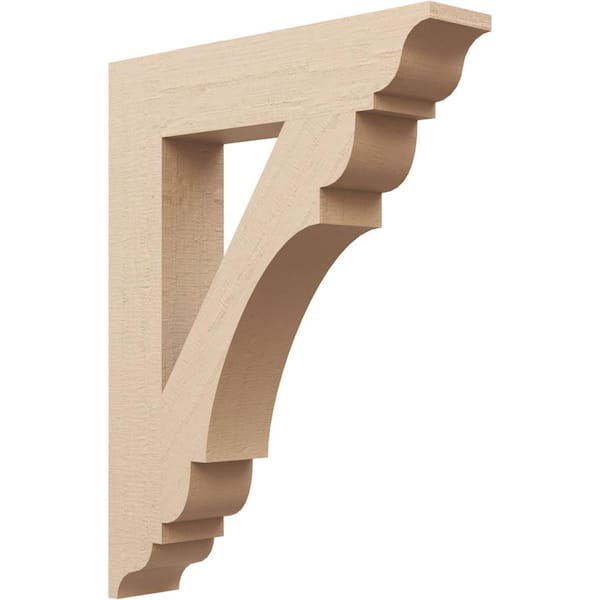 Ekena Millwork 5.5 in. x 36 in. x 28 in. Olympic Traditional Rough Cedar Woodgrain Timberthane Polyurethane Bracket, Primed Tan