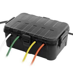 Outdoor Electrical Box 12.5 x 8.5 x 5 Polypropylene Black 6-Gang IP54 Waterproof Extension Cord Cover Weatherproof