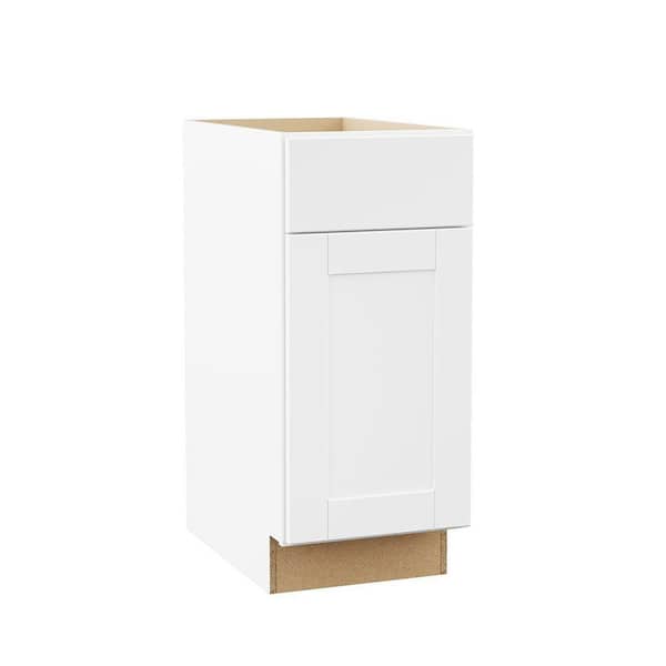 Shaker 15 in. W x 24 in. D x 34.5 in. H Assembled Base Cabinet in Satin White
