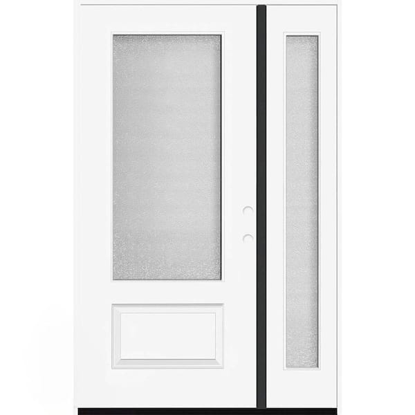 Steves & Sons Palisade 53 in. x 96 in. 3/4L Microgranite Impact Glass LHIS Unfinished Fiberglass Prehung Front Door w/14 in. SL 6-9/16