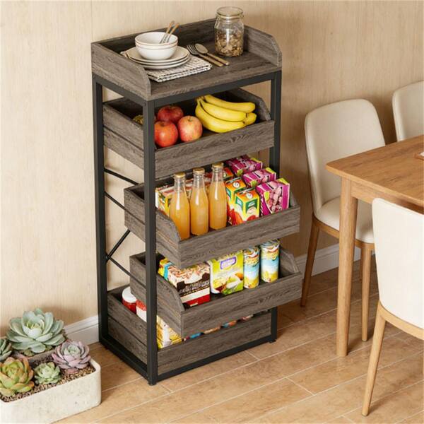 Tahanbath Wooden Storage Rack, Basket Rack, Storage Rack, Snack