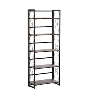 TRIBESIGNS WAY TO ORIGIN Jannelly 70.8 in. Rustic Brown Wood and Black  Metal Frame 6 tier Radial Corner Shelves Bookcase Storage Rack Plant Stand  HD-F1356-WZZ - The Home Depot