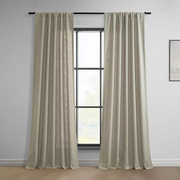 Exclusive Fabrics & Furnishings Light Taupe Brown Classic Faux Linen Rod Pocket Light Filtering Curtain - 50 in. W x 120 in. L (1 Panel)