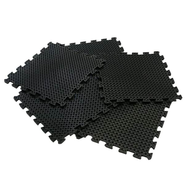 Rubber-Cal Eco-Drain 5/8 in. x 20 in. x 20 in. Black Interlocking Rubber Tiles Commercial Floor Mat (4-Pack, 11.11 sq. ft.)
