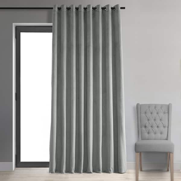 Exclusive Fabrics & Furnishings Silver Grey Extra Wide Grommet Blackout Curtain - 100 in. W x 96 in. L (1 Panel)