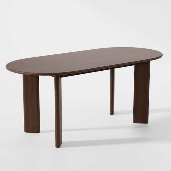 Dovelina George Modern Rectangle Walnut Wood Top 79 in. 4 Legs Base Dining Table Seats 8