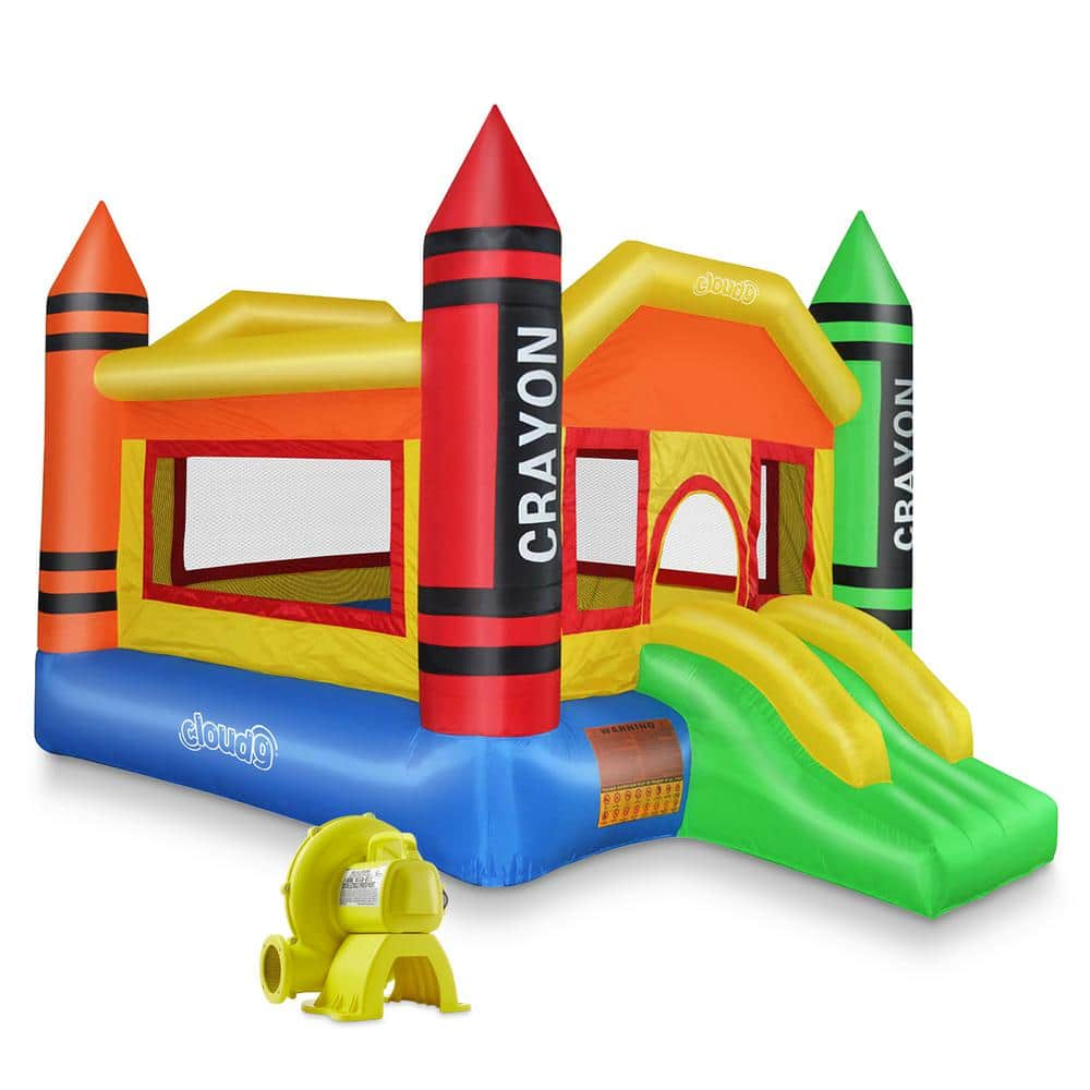 CLOUD9 Cloud 9 Mini Crayon Bounce House with Blower and Slide