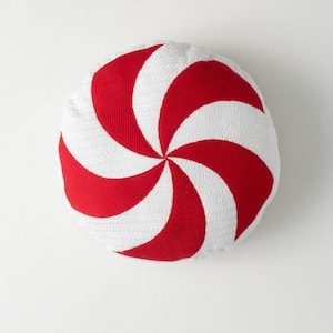 15 " Peppermint Candy Christmas Throw Pillow, Red-White