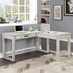 Byrdes 59 in. Antique White Lift-top Writing Desk with USB Port and Power Outlet