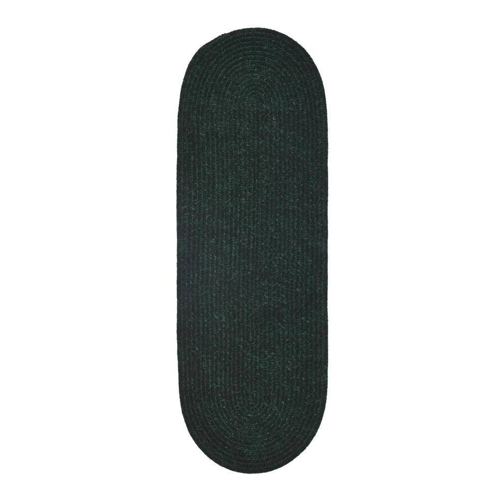 Emerald Green Braided Synthetic Ellipse Area Rug
