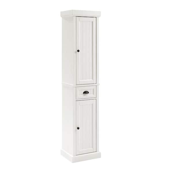CROSLEY FURNITURE Seaside 16 in. Tall Linen Cabinet in Distressed White