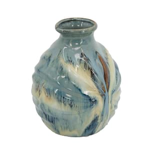 Reactive Glazed Table Vase 8.7 in. Blue