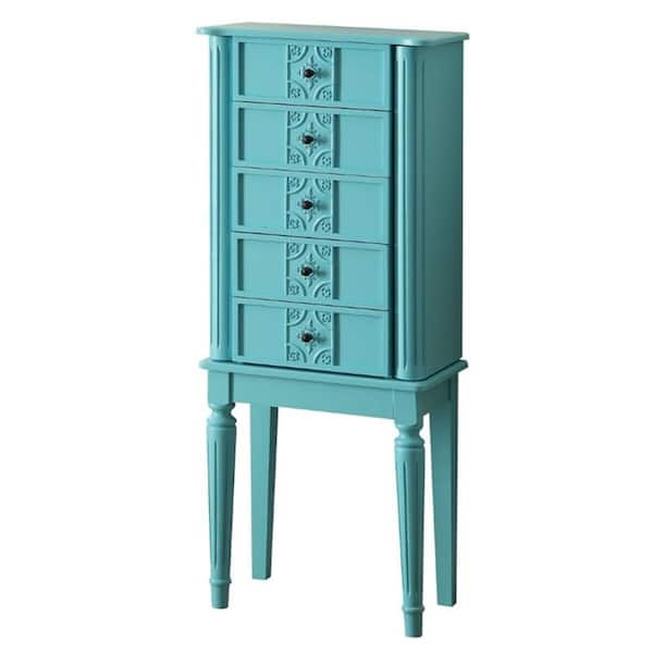 Aoibox Light Blue Wood Jewelry Armoire (16 in. D x 10 in. W x 40 in. H)