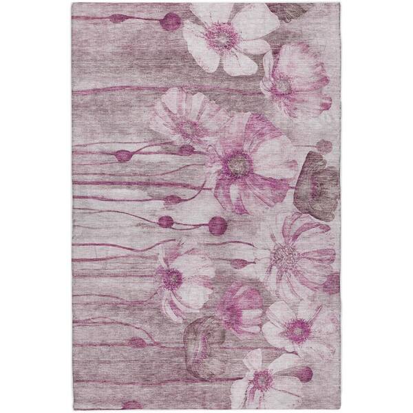 Dream Shag Premium Machine Washable Abstract ADS712 Plum 5 ft. x 7 ft. 6 in. Area Rug