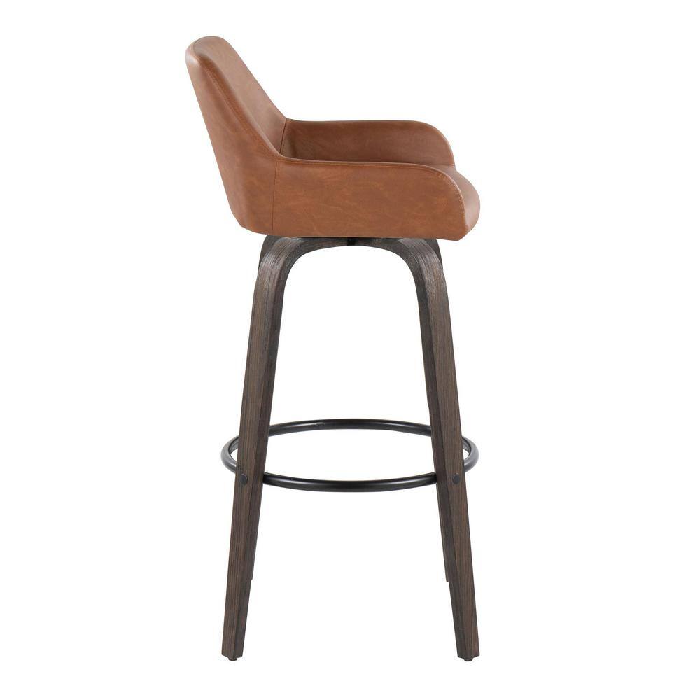 Daniella Dark Brown Faux Leather Swivel Bar Stools, Set of 2