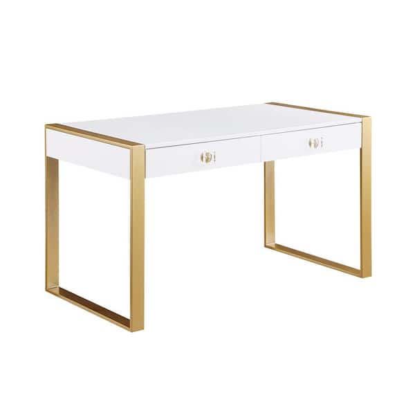 Best Master Furniture Messina 51.5 in. L Rectangle White 2 Drawer Computer Desk