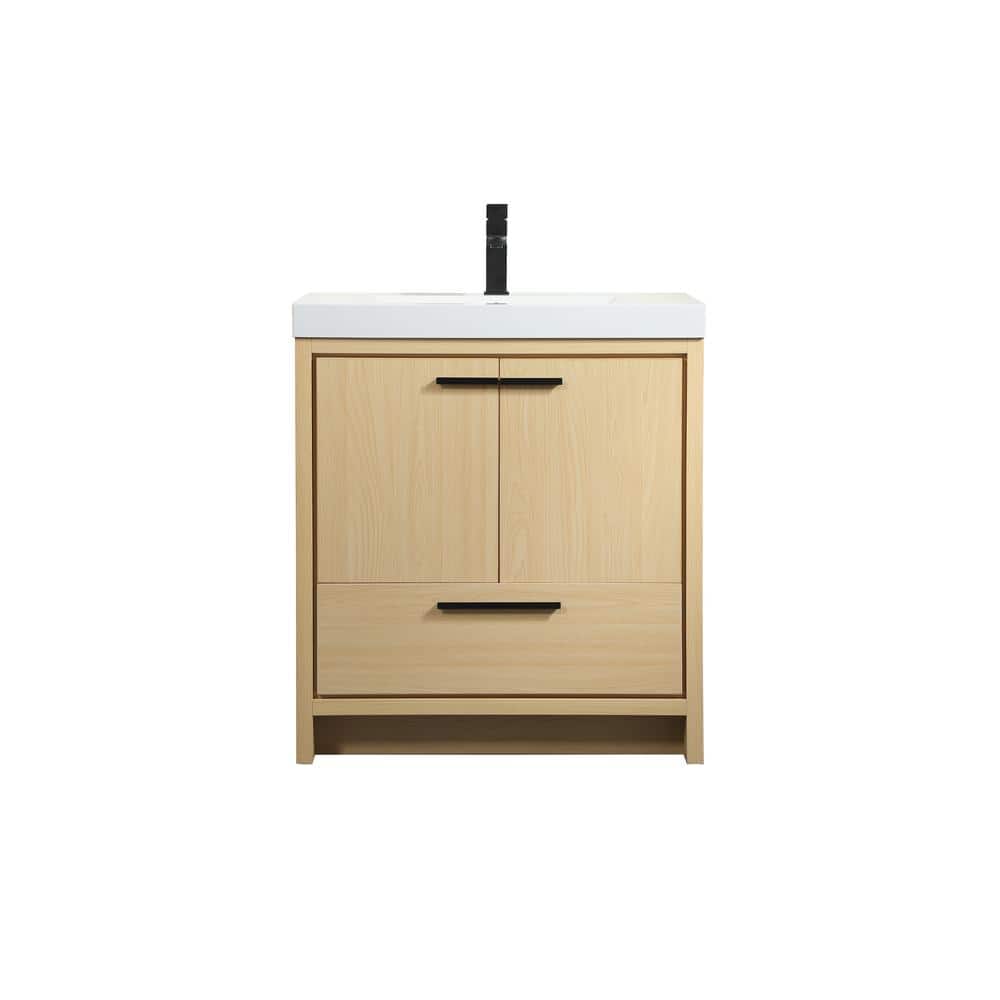 Timeless Home 30 in. W Single Bath Vanity in Maple with Resin Vanity Top in