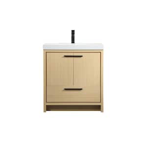 Timeless Home 30 in. W Single Bath Vanity in Maple with Resin Vanity Top in White with White Basin