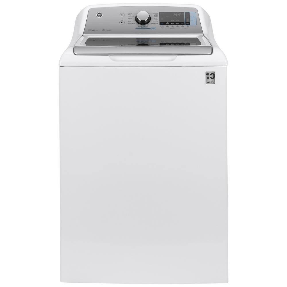 Ge 5 2 Cu Ft High Efficiency White Top Load Washing Machine With Smart Dispense And Sanitize With Oxi Energy Star Gtw840csnws The Home Depot
