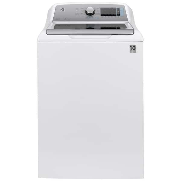 GE 5.2 cu. ft. High-Efficiency Smart White Top Load Washer with Smart Dispense and Sanitize with Oxi, ENERGY STAR