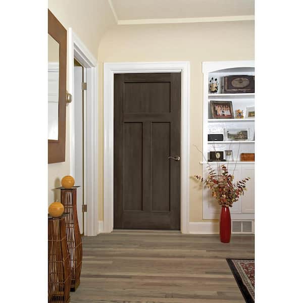 JELD-WEN 30 in. x 80 in. Craftsman Espresso Stain Left-Hand Solid