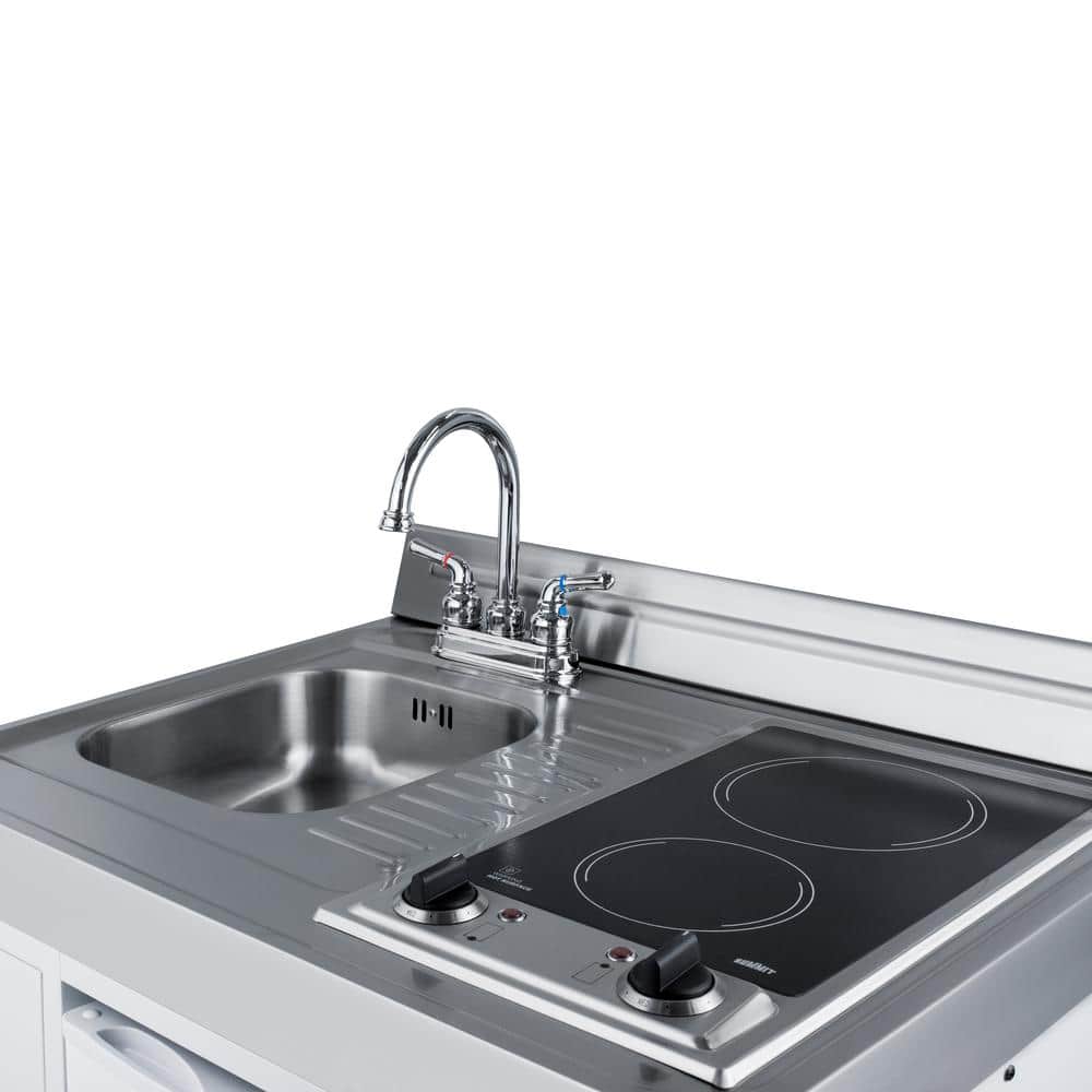 Compact Black Ceramic 2-Burner Electric Cooktop with Stainless Steel Trim
