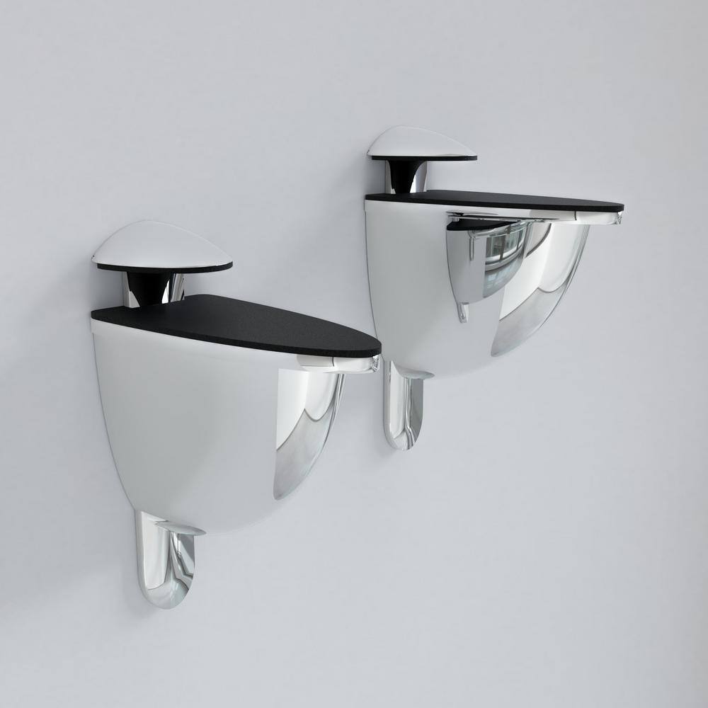 Chic Gray 24" Floating Glass Wall Shelf with Chrome Finish