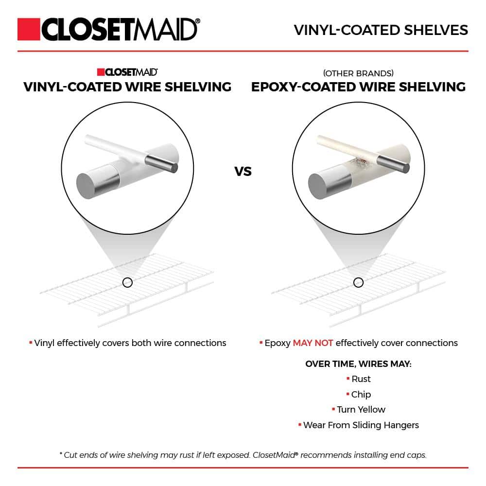White Metal Wire Shelf Kit with Closet Rod, 48W x 12D x 6H