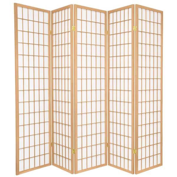 RED LANTERN 6 ft. Natural 5-Panel Room Divider