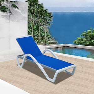 Aluminum Outdoor Patio Chaise Lounge Chair with Armrests and Adjustable Backrest