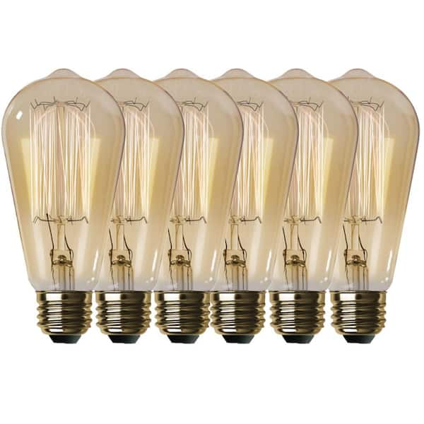 60-Watt ST19 Dimmable Cage Filament Amber Glass E26 Vintage Edison Incandescent Light Bulb, Warm White (6-Pack)