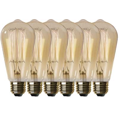60-Watt ST19 Dimmable Cage Filament Amber Glass E26 Incandescent Vintage Edison Light Bulb, Warm White (6-Pack)