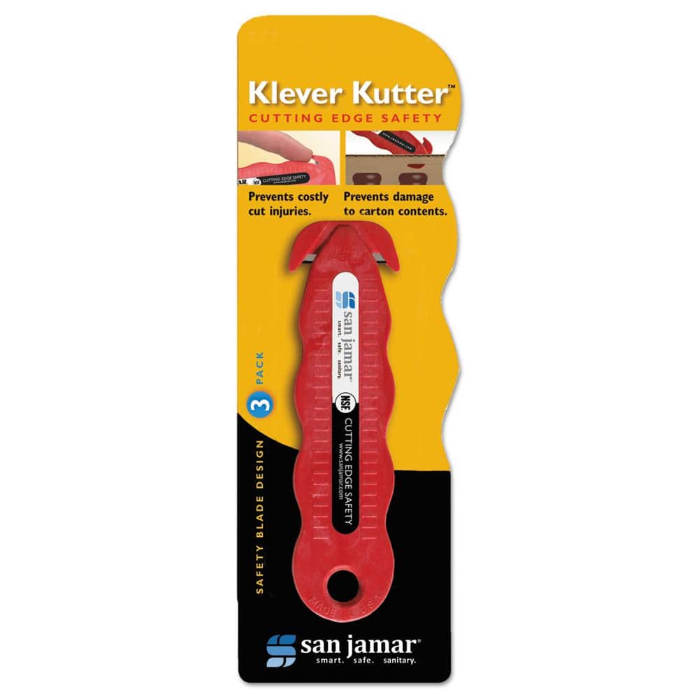 San Jamar Red Klever Kutter Safety Cutter (Pack of 3) SJMKK403