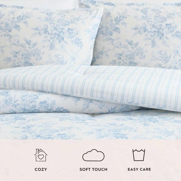 Laura Ashley Annalise Floral 5-Piece Light Blue Cotton Twin