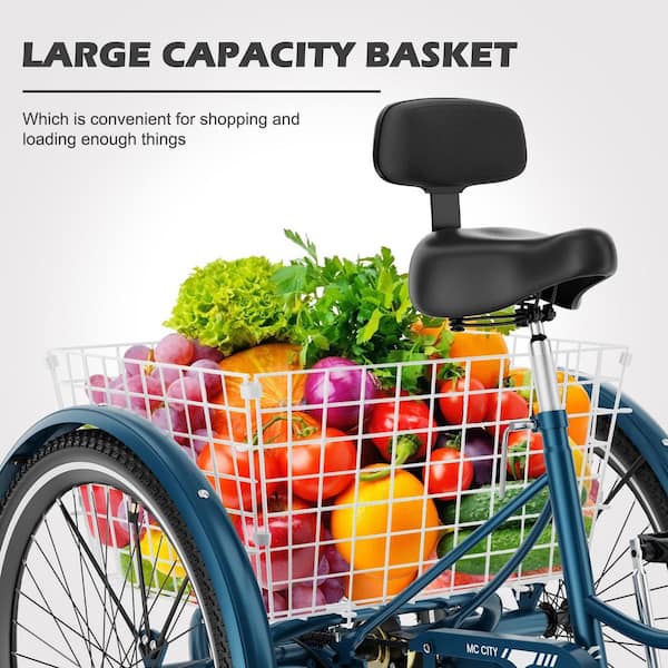 MOONCOOL Adult Tricycle 3-Wheel Bike 24 in. Seat Adjustable Trike